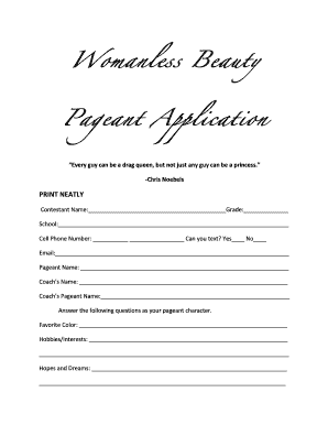 Beauty Pageant Application Form PDF