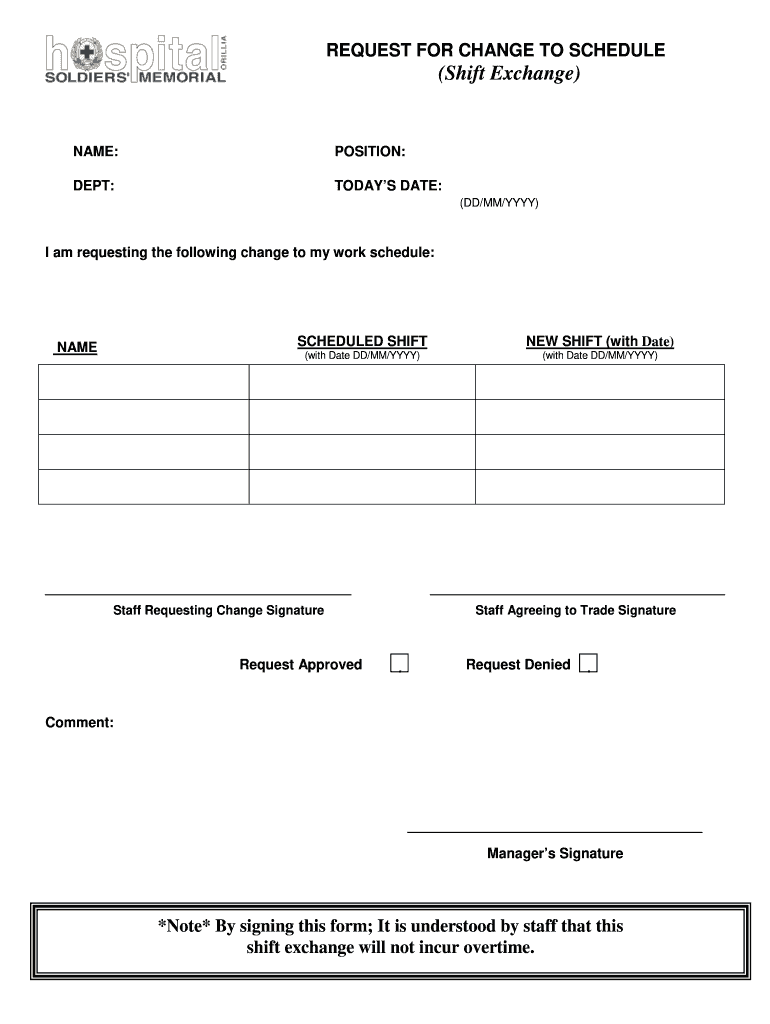 Shift Exchange Form