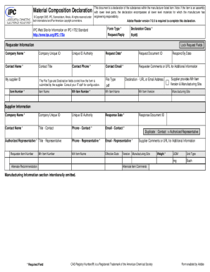 Ipc 1752 Material Declaration  Form