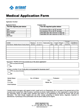 Medical Application Form