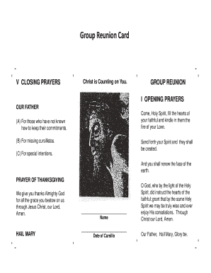 Cursillo Prayer Card  Form