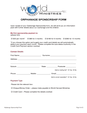 Church Sponsorship Form