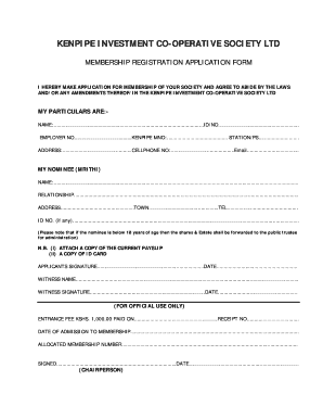 KENPIPE INVESTMENT APPLICATION FORM