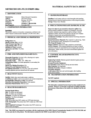 Metricide Opa Plus Sds  Form