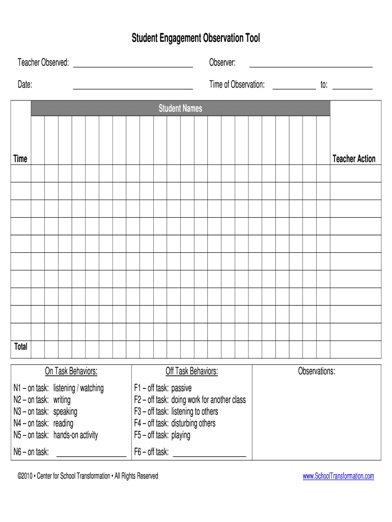 Student Engagement Tool Center for School Transformation