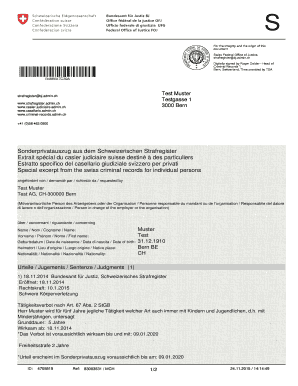 Sonderprivatauszug Aus Dem Schweizerischen Strafregister E Service Admin  Form