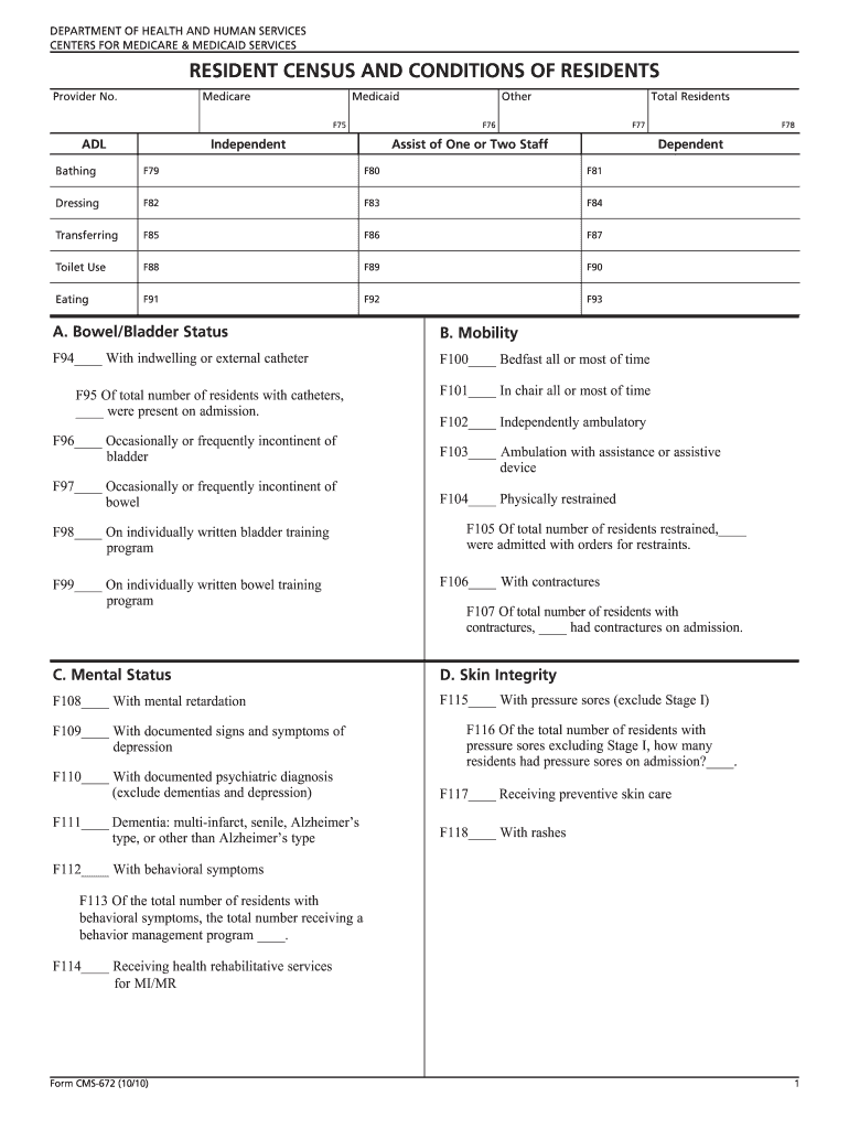  MDS 672 Form Revisions 004 2012