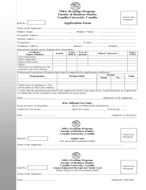 Comilla University  Form