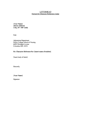 Letterhead Reference  Form