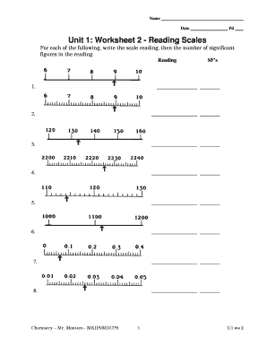 Unit 1 Worksheet 2 Reading Scales Answer Key  Form