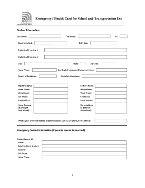 School Health Card Format