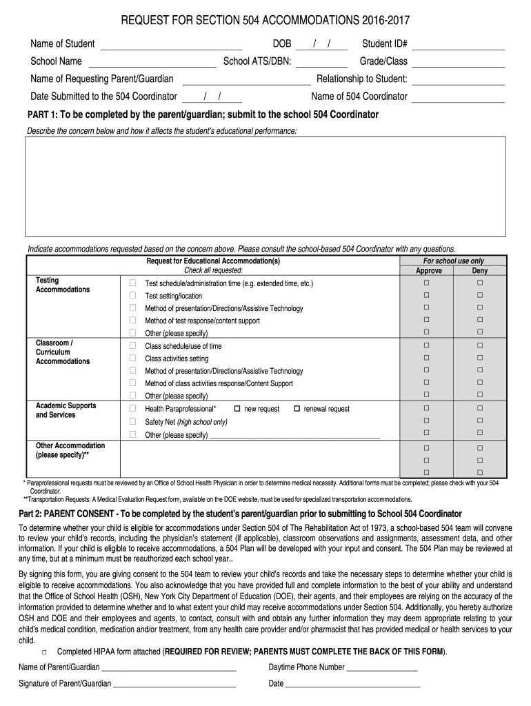  Nyc Doe 504 2016-2024