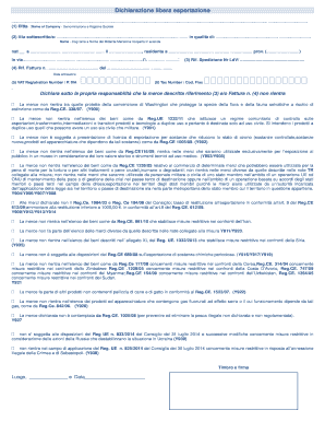 Dichiarazione Libera Esportazione  Form