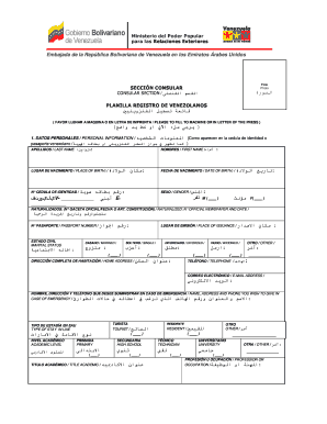 Planilla De Registro Consular R1  Form