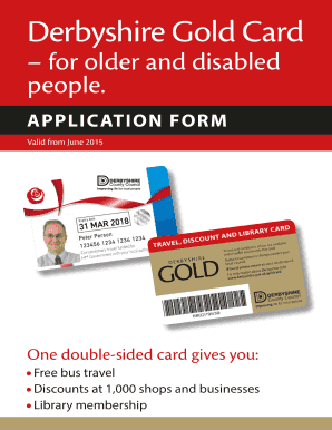 Derbyshire Gold Card Application Form