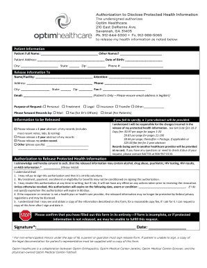 Download Optim Orthopedics Optim Healthcare  Form