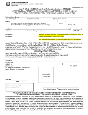 Affidavit Modello Italiano  Form