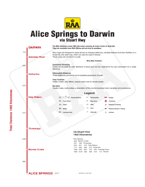 Alice Springs to Darwin Tennant Creek, Katherine RAA  Form