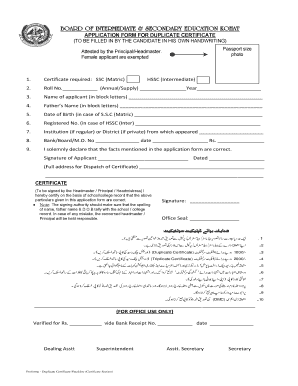 Online Dmc Kohat Board  Form