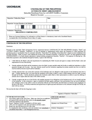 Unionbank ADA Enrollment Form Dragonpay Dragonpay