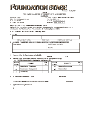 Nbaa Tanzania Registration  Form