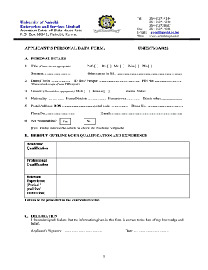 Personal Data Form