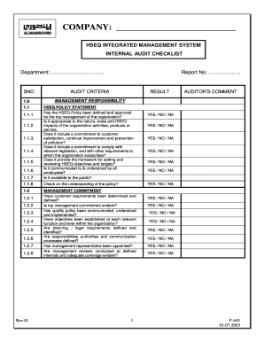 Ims Audit Checklist  Form