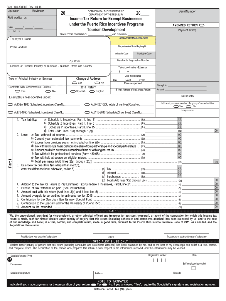 Form 480 Puerto Rico