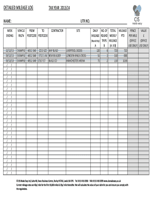 Mileage Log for Taxes  Form