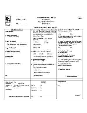 Bidhannagar Municipal Corporation Birth Certificate  Form