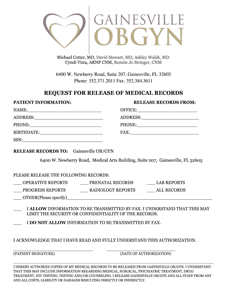 Gainesville Obgyn  Form