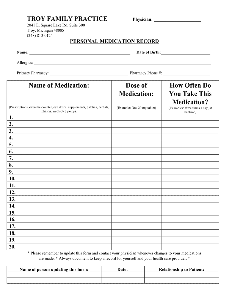 Troy Family Practice  Form