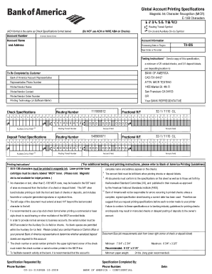 Bank Specification Sheet  Form