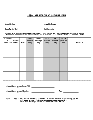 Payroll Adjustment Form Template