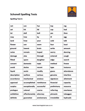 Schonell Spelling Test  Form