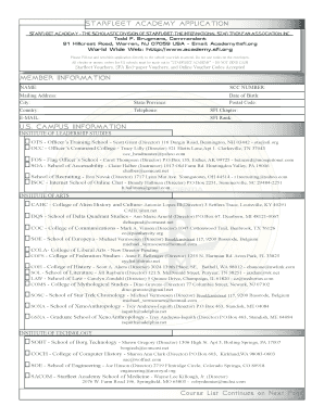 Starfleet Academy Application  Form