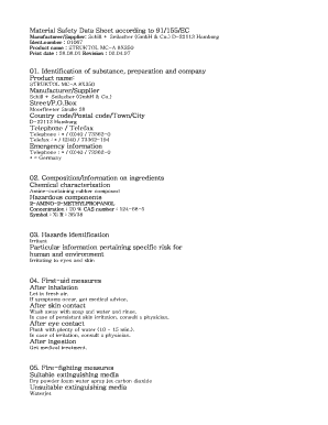 Material Safety Data Sheet According to 91155EC 01 Identification  Form