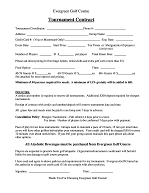 Golf Tournament Contract Template  Form