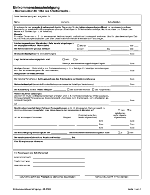 Einkommensbescheinigung  Form