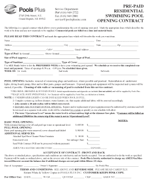 Swimming Pool Contract  Form