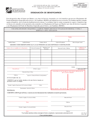 AEELA 201 7 Rev Designacin De Beneficiarios AEELA 201 7 Rev Designacin De Beneficiarios  Form