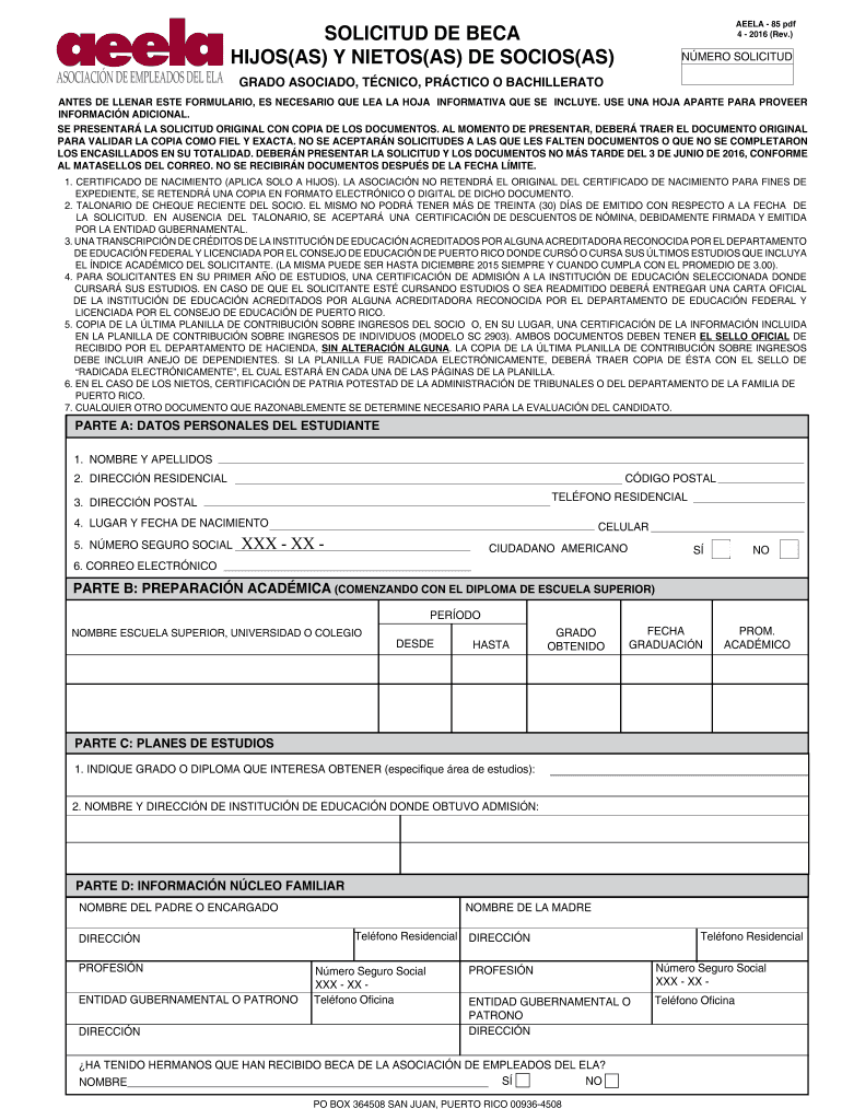 AEELA Scholarship Application Form