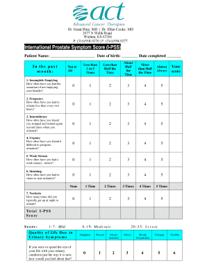 International Prostate Symptom Score  Form