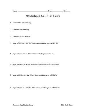 Gas Laws Worksheet Answer Key  Form