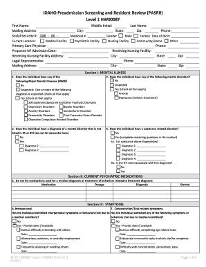 Preadmission Screening for Nursing Homes  Form