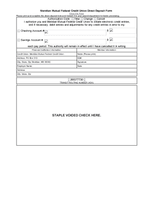 Meridian Direct Deposit Form