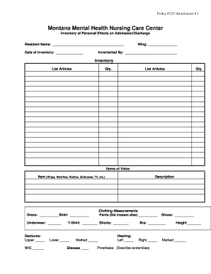 Personal Effects Form