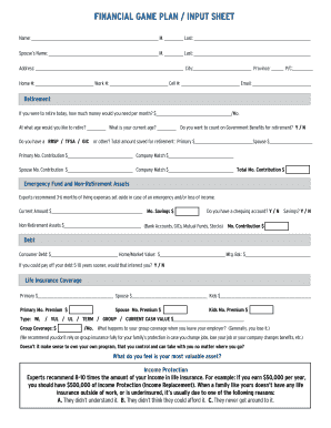 Primerica Fna Input Sheet  Form