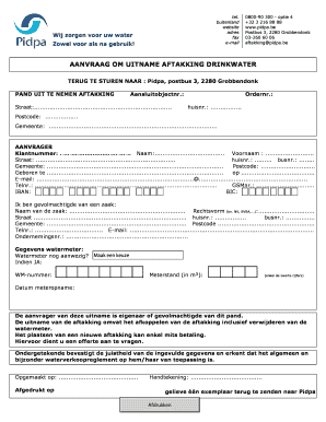 Pidpa Overnamedocument PDF  Form