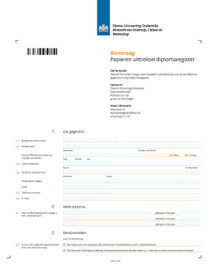 Aanvraag Papieren Uittreksel Diplomaregister DUO Particulier  Form